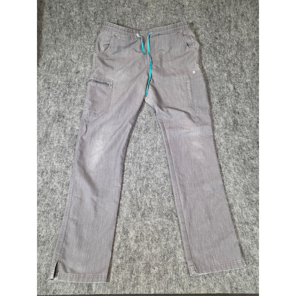 FIGS Scrub Pants Mens Medium Tall Gray Cargo Technical Medical Drawstring Pants